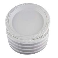 Galapagoz 100 White Plastic Party Plates Disposable Round Catering Dinner Wedding Dishes 6 Inch