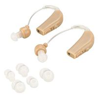 Personal Sound Amplifiers Behind The Ear Hearing Aid Batteries, Receiver-in-Canal (RIC) BTE, Smart Noise Cancelling, 4 Modes w/Volume Control, Open-Fit, Tan (Pair)