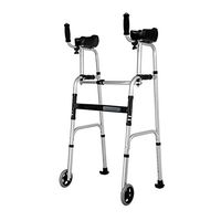 Rolling Walkers Walker Thick Aluminum Walker Foldable Elderly Disabled Rehabilitation Folding Walker (Color : Silver, Size : 6052101CM)