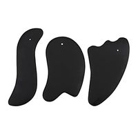 Windfulogo ISATM Tools 3 Pcs Gua Sha Massage Scraping Tool Guasha Board Natural Bian Stone for SPA Acupuncture Therapy Black