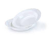 " OCCASIONS" 120 Bowls Pack, Vintage Style Disposable Wedding Party Plastic Bowls (10 oz Soup Bowls Portofino Plain White)