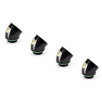 Bitspower G1/4" Male to Female Extender Fitting, 45° Angle, Matte Black, 4-Pack