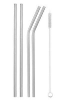 Reusable Metal Drinking Straws 4/8Pcs 304 Stainless Steel Sturdy Bent Straight Drinks Straw (Silver E)