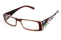 SKULL Print Clear Glasses 80's Old School Style 1260CL (Brown-Skull&Card)