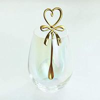 Rainbow Crystal Glass Colorful Drinking Glasses With Bow tied spoon- Multicolor Decorative Stem Glasses For Birthday Parties, Weddings Gift (F)