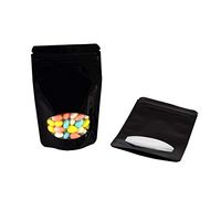 100 Pcs Window Colorful Stand Up Zip Lock Bags Pouch,Mylar Aluminum Foil Standing Window Plastic Pouches Clear Front Bottom Gusset Pouch Keep Aroma Bags (Black, 14x20x4 cm(5.51"x7.87"x1.57"))