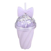 Sikye Straw Cup Bottle,400ML Lovely Straw Cup Cold Drink Cup with Bow Lid (Purple)