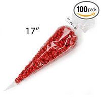 - 100 - Large Cone Bags 17" x 7.5" Crystal Clear Polypropylene Cello