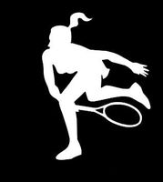 LLI Lady Tennis Player | Decal Vinyl Sticker | Cars Trucks Vans Walls Laptop | White | 5.5 x 4.1 in | LLI1326