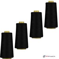 IZO Home Goods 4-Pack of 6000 Yards (Each) Black Serger Cone Thread All Purpose Sewing Thread Polyester Spools Overlock (Serger,Over Lock, Merrow, Single Needle)