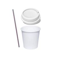 (50 Sets) 4 oz White Paper Hot Cups with Lids and Free Bonus - Stirrers, To Go Espresso Shot Cups with Travel Lids by Tezzorio