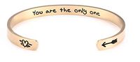 fishhook Personalized Engraved Inspirational Motivational Mantra Quote Arrow Heart Stainless Steel Cuff Bangle Bracelet for Women Girls (Gold, You are The only one)