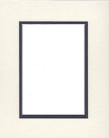 Pack of (5) 11x14 Double Acid Free White Core Picture Mats Cut for 8x10 Pictures in Cream and Navy Blue