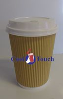 Cool Touch - Rippled Pre Sleeved Hot Cold Coffee Drink Cups (320, 12oz Cups & Lids)