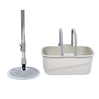 Spin Mop Floor Cleaning Supplies - Bucket System Deluxe Stainless Steel Spinning Mop with Wringer Home Cleaning Kit Perfect for All Floor Type Floor (Gray)