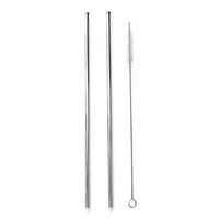 Tall 11" Scratch Resistant Stainless Steel Bezel Tip Safety Straw Set (Patented Safety tip to Prevent Mouth Injury)