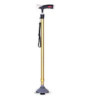 Non-slip Telescopic Elderly Canes For Men And Women Fashionable Walking Crutch Stick With Three Prongs Tips Self Standing Heavy Duty Adjustable Light Weight Hand Crutch With T Handle Aluminum Gold