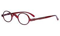Eyekepper Small Oval Round Reading Glasses Vintage Mini Reader Eyeglasses for Men Women Reading with Spring Hinges Red Frame +1.75