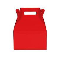 12CT (1 Dozen) Medium Biodegradable Kraft/Craft Favor Treat Gable Boxes (Medium, Red)