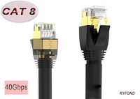 Cat 8 High Speed 26AWG 40Gbps 2000Mhz SFTP Patch Cord LAN WAN Network Flat Ethernet Cable - Indoor Outdoor Networking Patch Cable with Clips for Modem, Router, LAN,WAN, Computer (5M15FT)