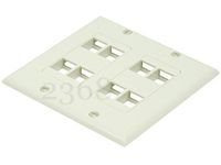 FYL 2-Gang Wall Plate for Keystone, 8 Hole - Ivory