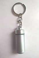 Brushed Silver Two-Tone POCKET STASH/Pill Holder Keychain - Waterproof, Airtight - with Stainless Steel Keyring