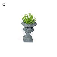 lEIsr00y Miniature Doll House Plant Pot Resin Figurine Micro Landscape Garden Decoration Green Grey