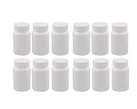 12PCS 20g Small White Plastic Empty Refillable Pill Container Bottles Storage Holder Dispenser Organizer with Screw Cap for Medicine Tablet Solid Powder Capsule Chemical Vitamin