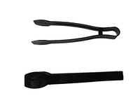 Fuling, 9 Inch Hard Plastic Serving Tong, Black, Reusable and Disposable, Sturdy, Durable (48 Count)