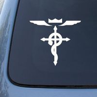 Full Metal Alchemist Cross - Vinyl - 4" tall (Color: WHITE) decal laptop tablet skateboard car windows stickers