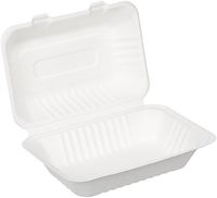 AmazonBasics Compostable Clamshell Take-Out Food Container, 6" x 9" x 3", Pack of 50