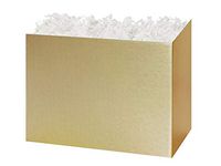 Large Solid Color Gift Basket Box with White Crinkle Paper Shred 10-1/4"x6"x7-1/2" Choose Box Color (Metallic Gold)
