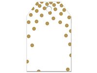 Pack Of 50, Metallic Gold Dots Gloss Printed die cut Gift Tag 2-1/4 x 3-1/2" Made In USA