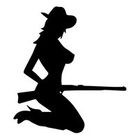 CCI Naughty Cowgirl with Gun Silhouette Decal Vinyl Sticker|Cars Trucks Vans Walls Laptop| Black |5.5 x 5 in|CCI1119