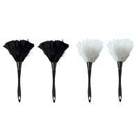 ORYOUGO 4 Pieces Soft Feather Hand Duster Black and White Turkey Feather Duster Brush for Home Furniture Car Cleaning Tools