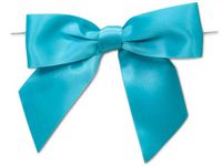 6ct. Pre-Tied Turquoise 5" Satin Gift Bows Wire Ties Ready-to-Use 1-1/2" Ribbon