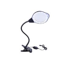 HomeTown-US Desk Gooseneck Magnifier Lamp with Metal Large Clamp, Magnifying Glass with Adjustable Light for Daily Hobbies Repairing, Reading, Crafts