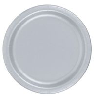 240 Silver (10 Pks of 24) 7 Inch Wax Coated Plain Solid Color Dessert Cake Paper Plates