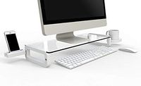 UBOARD BASIC - Tempered Glass Monitor Stand Shelf Multiboard for your PC, iMac and iPhone (White)