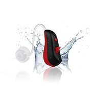 Jinghao Hearing Amplifier Waterproof, Digital Sound Amplifier, Small Noise Cancelling, 12 Days Battery Life (Black & Red)
