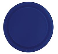 Unique Premium Round Party Paper 9" Dinner Plates, True Navy Blue, 16 CT