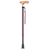 Crutches Folding Telescopic Old Man's Cane Wooden Wooden Handle Cane Aluminum Non-Slip Cane Adjustable Walking Stick (Color : Red, Size : 70cm)