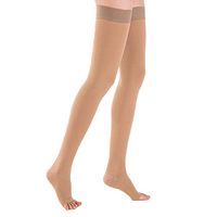 SWOLF Open Toe Compression Stockings Women Men, Thigh High Firm Support 15-20 mmHg Graduated Compression Socks - Moderate Toeless Medical Support Hose Swelling Varicose Veins Edema (Beige, Small)