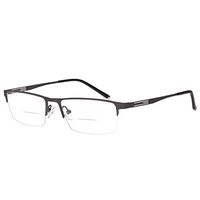 Jcerki Gray Half Frame Business Bifocals Reading Glasses 2.00 Men Women Fashion Light Bifocals Reading Eyeglasses