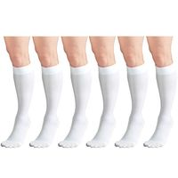 20-30 mmHg Compression Stockings for Men and Women, Knee High Length, Closed Toe White 2X-Large (6 Pairs)
