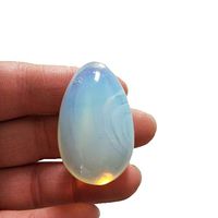 Natural Crystal Egg Yoni Eggs Rose Quartz Obsidian Lapis Lazuli Cat's Eye Moonstone Meditation Eggs Massage Tool Pelvic Kegel Exercise Vaginal Tightening Ball for Health Care Tool (Moonstone)