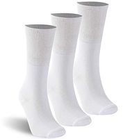 Socks Daze Diabetic Socks for Men & Women, Medical Circulation with Seamless Toe, Non-Binding Top Ankle Crew Socks 3 Pairs White M/L