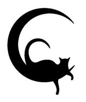 Cat Moon Black Decal Vinyl Sticker|Cars Trucks Vans Walls Laptop| Black |5.5 x 4 in|LLI550