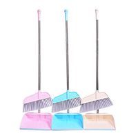 SEYMM Household Sweeper Dustpan Set Stainless Steel Sweeping Cleaning Brush Tool Sweep Hair Removing Broom (Color : Color Pink)