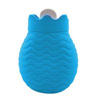 Hot Water Bottle with Cover, Silicone Explosion-Proof Warm Hot Water Bag Microwave Heating Winter Hand Heater Blue